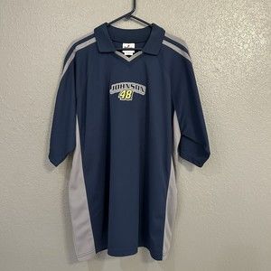 Jimmie Johnson NASCAR #48 Blue Grey Pullover Golf Polo Shirt Chase Authentics XL